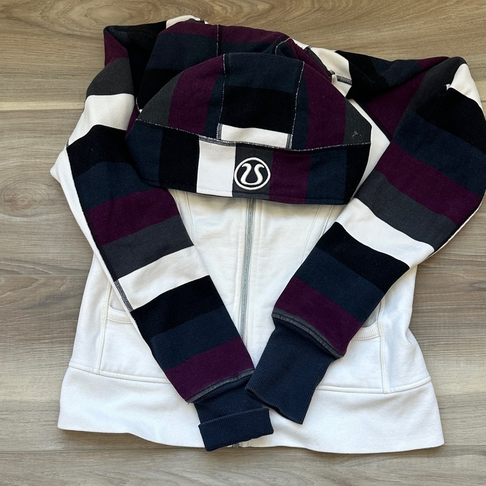 lululemon athletica Striped Hoodie - Black, White, Purple
